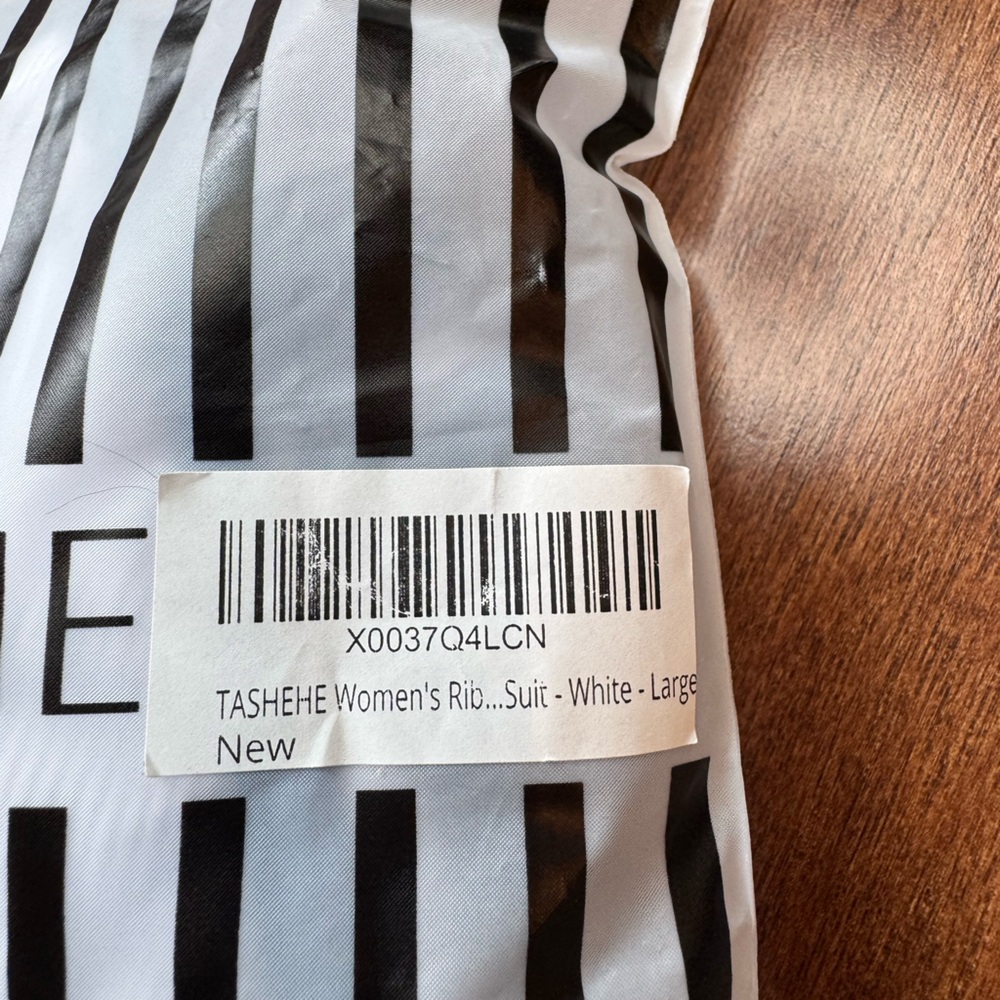 NWT TASHEHE Blue and White Ribbed Thong Bikini - Picture 16 of 16